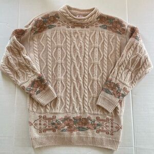 VINTAGE cottage floral knit sweater feminine romantic 80s 90s cottagecore